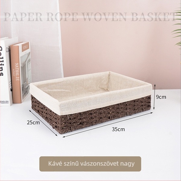 Szövött irodai tároló kosár, papírkötél design, modell 126, modern-minimalista stílus
