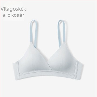 Francia stílusú háromszög kosaras melltartó, pamut anyagból, kis mellhez, vezeték nélküli, vékony, láthatatlan a ruhák alatt