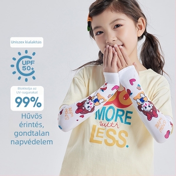 Gyerekeknek szóló UV-védő karvédő, monokróm jacquard mintázat, anyag: textil, 8–13 éveseknek