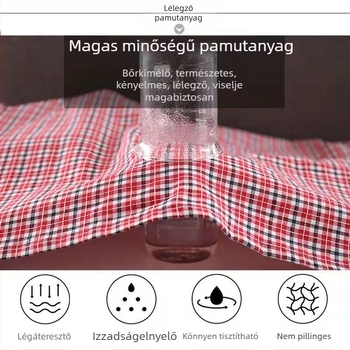 Mengchang 100% pamut ujjatlan kötény, dupla zsebbel, virágos/leveles mintázat, konyhai munkaruha a szennyeződés elleni védelemmel