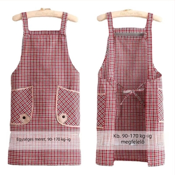 Mengchang 100% pamut ujjatlan kötény, dupla zsebbel, virágos/leveles mintázat, konyhai munkaruha a szennyeződés elleni védelemmel