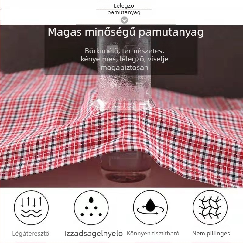 Mengchang 100% pamut ujjatlan kötény, dupla zsebbel, virágos/leveles mintázat, konyhai munkaruha a szennyeződés elleni védelemmel