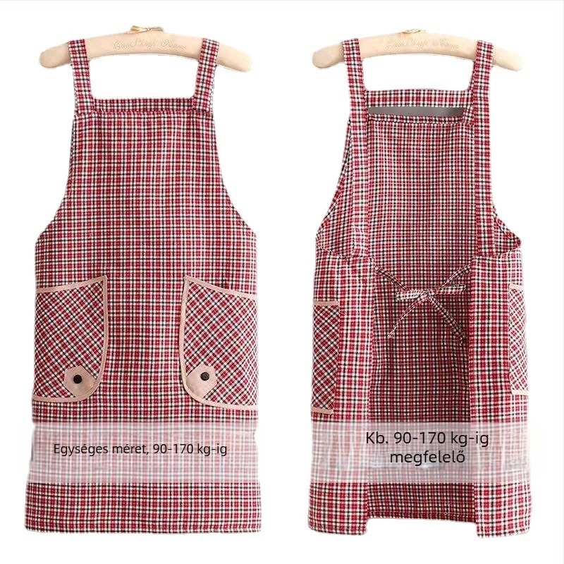 Mengchang 100% pamut ujjatlan kötény, dupla zsebbel, virágos/leveles mintázat, konyhai munkaruha a szennyeződés elleni védelemmel