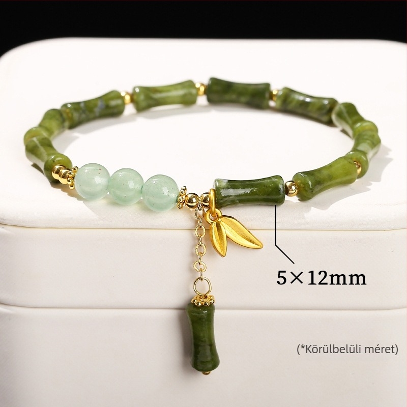 Jingdong Jewelry Jade karkötő fém díszítéssel, bambusz levél mintával – kínai retro stílusú nőknek