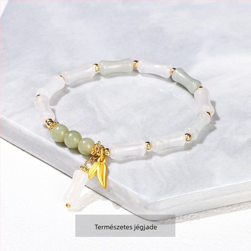 Jingdong Jewelry Jade karkötő fém díszítéssel, bambusz levél mintával – kínai retro stílusú nőknek