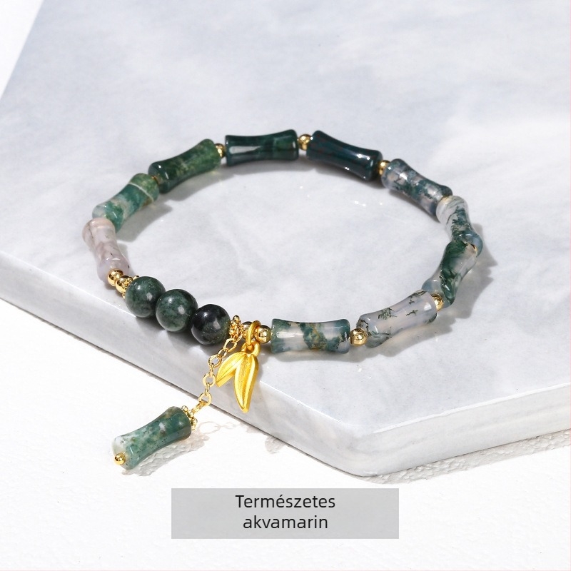 Jingdong Jewelry Jade karkötő fém díszítéssel, bambusz levél mintával – kínai retro stílusú nőknek