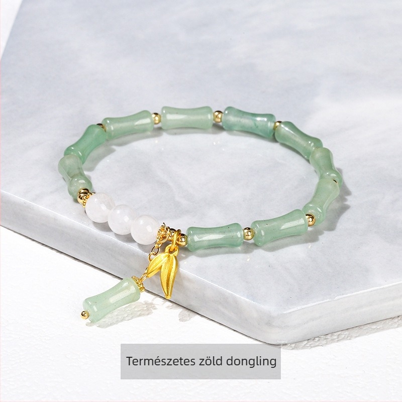 Jingdong Jewelry Jade karkötő fém díszítéssel, bambusz levél mintával – kínai retro stílusú nőknek