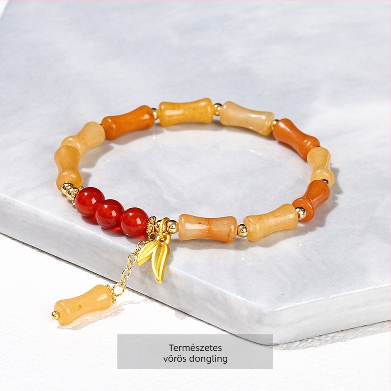 Jingdong Jewelry Jade karkötő fém díszítéssel, bambusz levél mintával – kínai retro stílusú nőknek