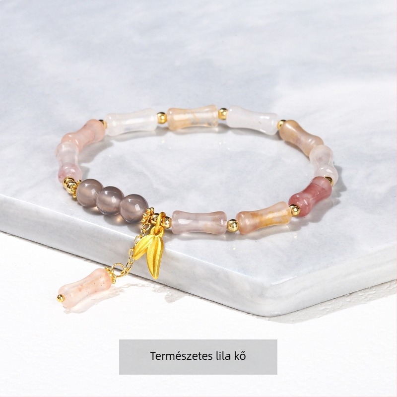 Jingdong Jewelry Jade karkötő fém díszítéssel, bambusz levél mintával – kínai retro stílusú nőknek