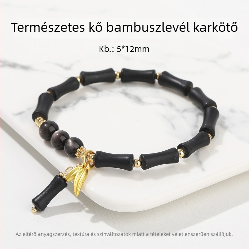 Jingdong Jewelry Jade karkötő fém díszítéssel, bambusz levél mintával – kínai retro stílusú nőknek