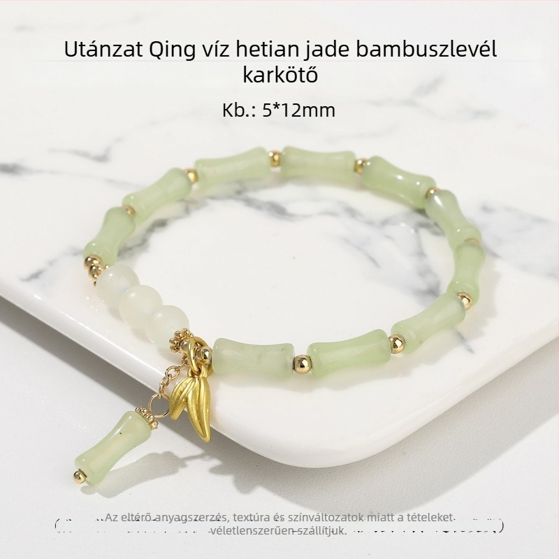 Jingdong Jewelry Jade karkötő fém díszítéssel, bambusz levél mintával – kínai retro stílusú nőknek