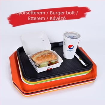 Műanyag, téglalap alakú tálaló tál — mázas felület, logó nyomtatás lehetséges, mikrohullámú sütő nem elérhető