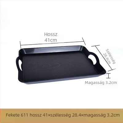 Műanyag, téglalap alakú tálaló tál — mázas felület, logó nyomtatás lehetséges, mikrohullámú sütő nem elérhető