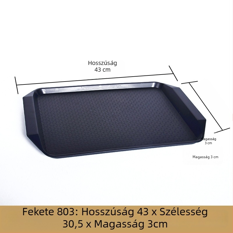 Műanyag, téglalap alakú tálaló tál — mázas felület, logó nyomtatás lehetséges, mikrohullámú sütő nem elérhető