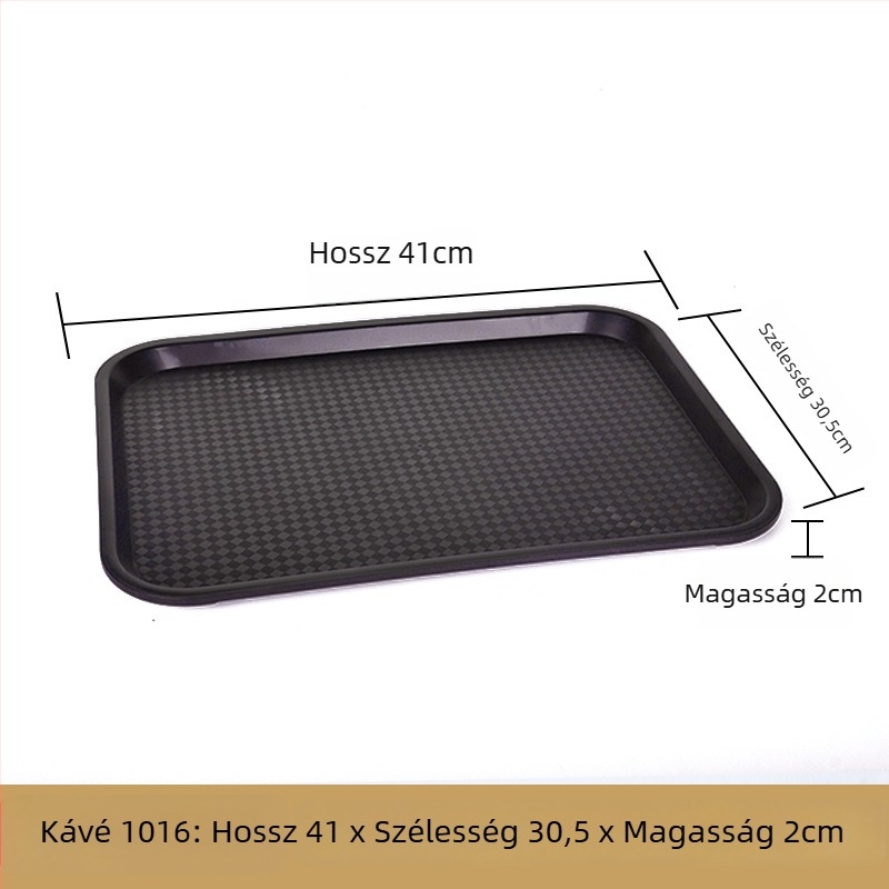 Műanyag, téglalap alakú tálaló tál — mázas felület, logó nyomtatás lehetséges, mikrohullámú sütő nem elérhető