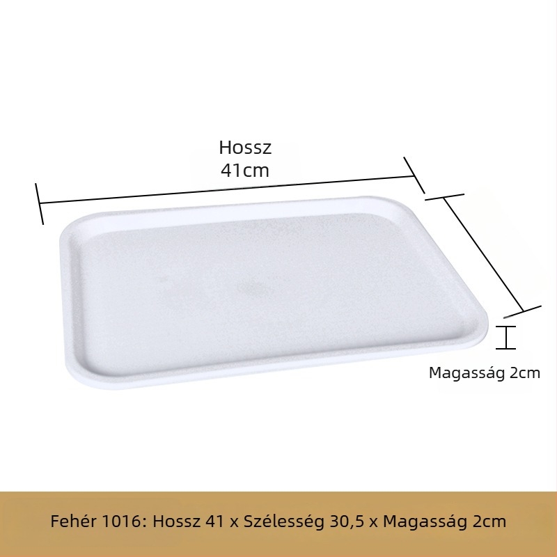 Műanyag, téglalap alakú tálaló tál — mázas felület, logó nyomtatás lehetséges, mikrohullámú sütő nem elérhető