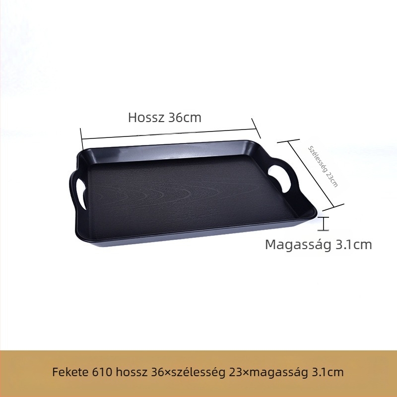 Műanyag, téglalap alakú tálaló tál — mázas felület, logó nyomtatás lehetséges, mikrohullámú sütő nem elérhető