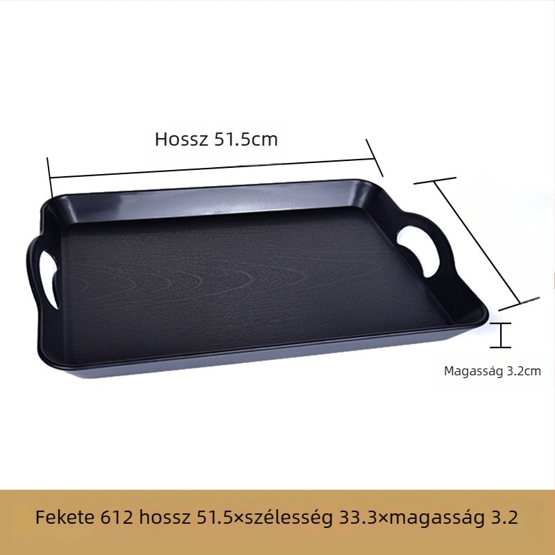 Műanyag, téglalap alakú tálaló tál — mázas felület, logó nyomtatás lehetséges, mikrohullámú sütő nem elérhető