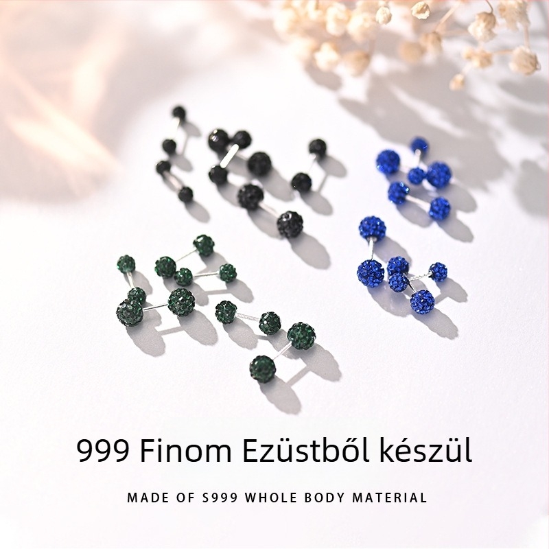 Gyana ezüst sterling golyó fülbevaló – Seiko gyártás, női divat ékszer