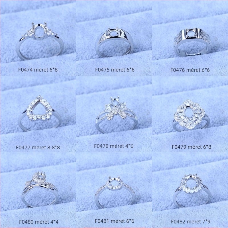 Üres gyűrűtartó Moissanite gyémánt, 1 karátos, 6x6 alap, uniszex