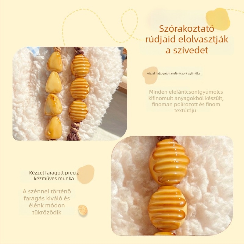 Kézzel faragott buddhista gyöngy medál Ivory Fruitból, Új kínai stílus, Gravírozott, Kézzel készült és Polírozott