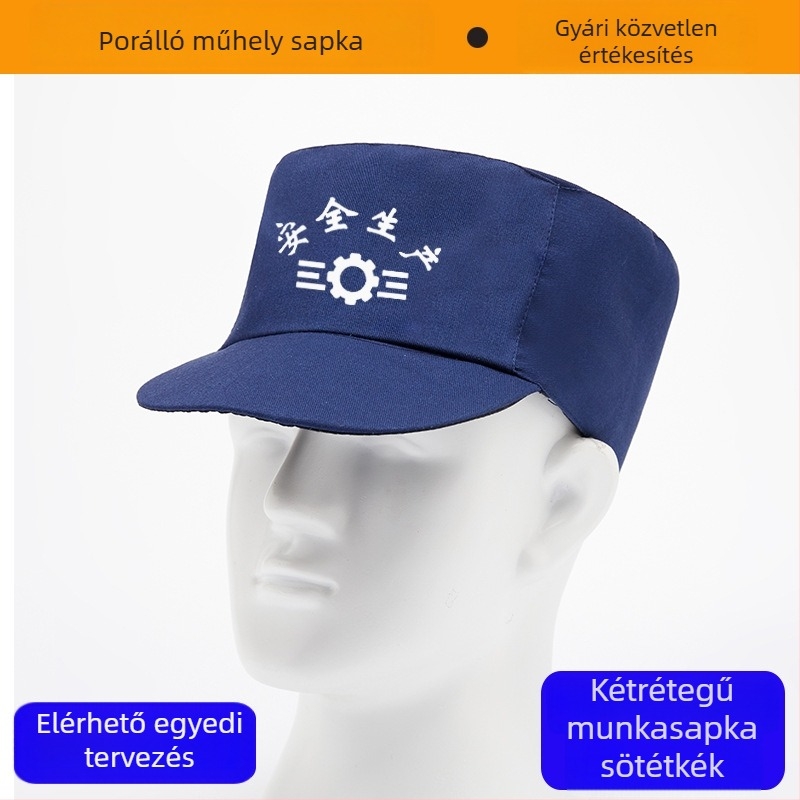 Denim lapos sapka, kettes rétegű munkaszapka logónyomtatással, uniszex, kis kerek sapka porvédelmi és hajápolási célokra