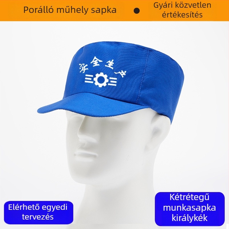 Denim lapos sapka, kettes rétegű munkaszapka logónyomtatással, uniszex, kis kerek sapka porvédelmi és hajápolási célokra