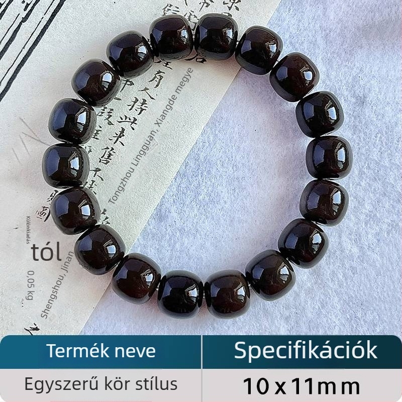 Fekete Bodhi gyöngyös karkötő, 12 zodiákus, dupla kör, nyolc Bodhisattva védő, uniszex, kínai stílus