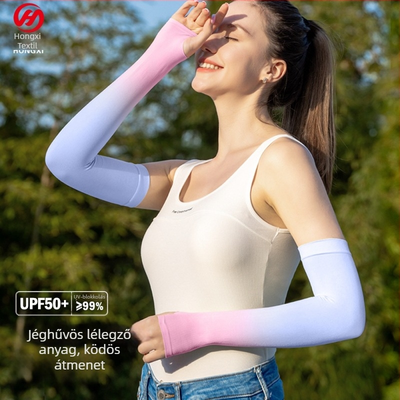 Gradient Ice Silk ujjak – UV védelem és szúnyogriasztás, női szabadtéri lovagló karvédők, Nylon 81–95%