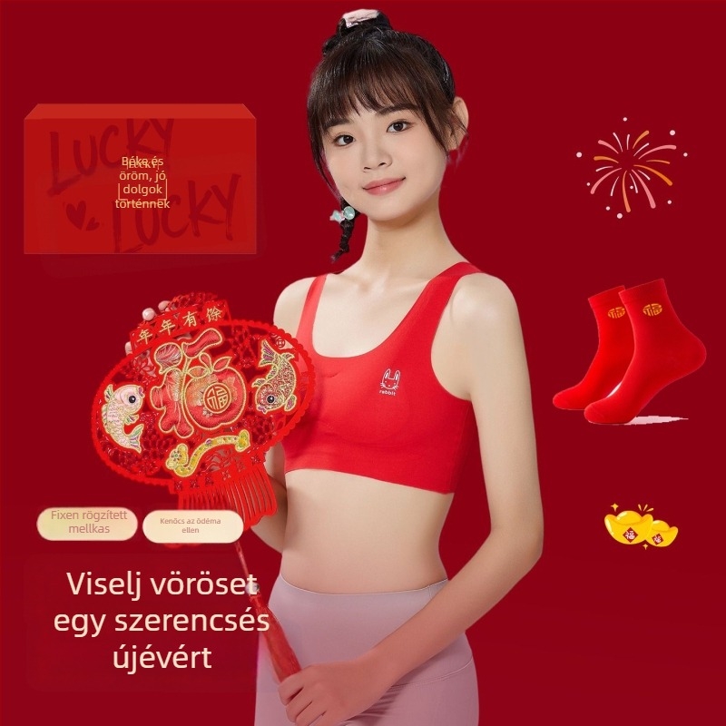 Fiatal lányoknak készült sportmelltartó teljes kosarakkal és latex formázott kosarakkal, nylon anyag, bélés spandex 30–50%, fix vállpántok, lélegző és kényelmes