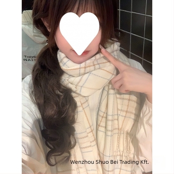 Koreai stílusú kockás sál, téli, vastag kivitelben