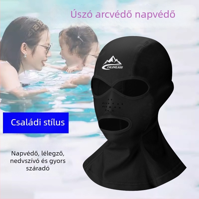 Gyerekeknek készült Facekini úszómaszk UV-védelémmel, teljes arcvédő, vízálló poliészter anyag (81-95% poliészter)