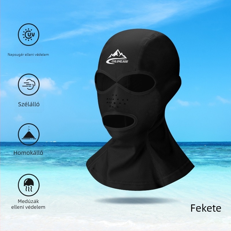 Gyerekeknek készült Facekini úszómaszk UV-védelémmel, teljes arcvédő, vízálló poliészter anyag (81-95% poliészter)