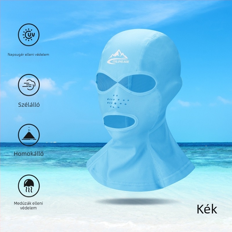 Gyerekeknek készült Facekini úszómaszk UV-védelémmel, teljes arcvédő, vízálló poliészter anyag (81-95% poliészter)