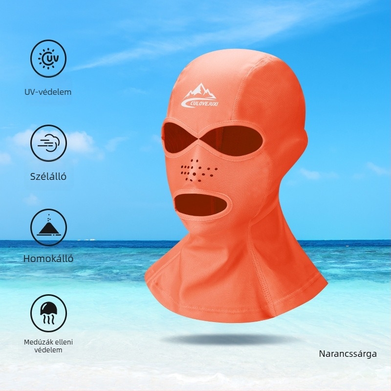 Gyerekeknek készült Facekini úszómaszk UV-védelémmel, teljes arcvédő, vízálló poliészter anyag (81-95% poliészter)