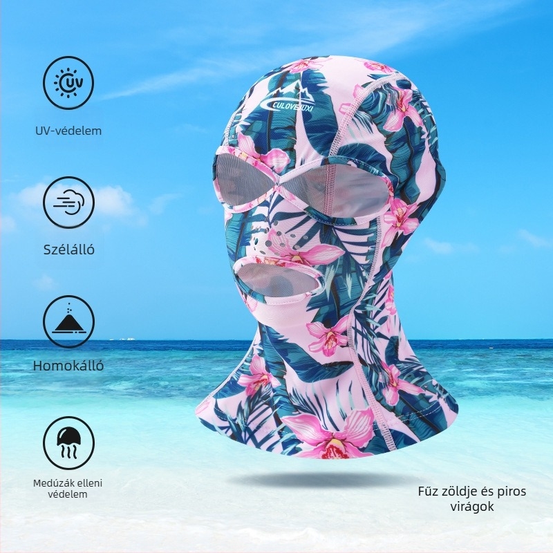 Gyerekeknek készült Facekini úszómaszk UV-védelémmel, teljes arcvédő, vízálló poliészter anyag (81-95% poliészter)