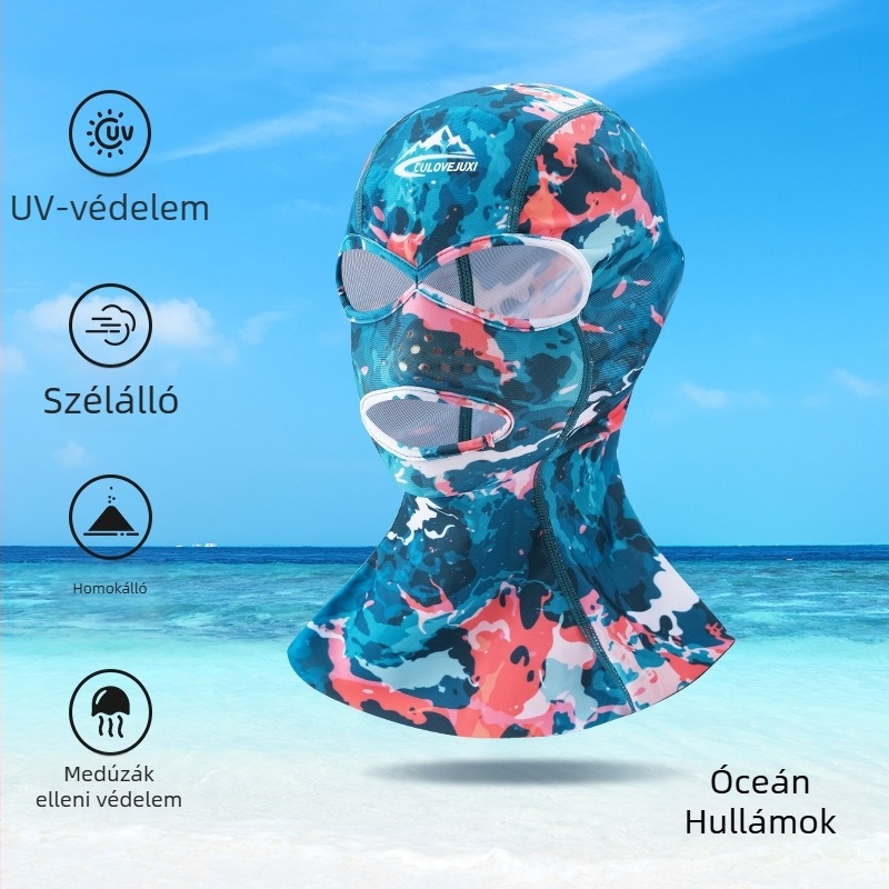 Gyerekeknek készült Facekini úszómaszk UV-védelémmel, teljes arcvédő, vízálló poliészter anyag (81-95% poliészter)