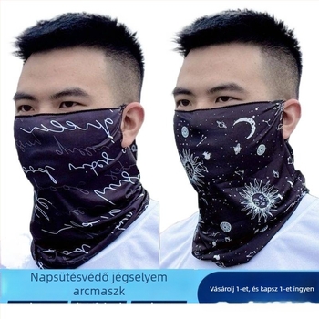 Ice Silk anyagú kerékpáros maszk UV-védelmet nyújtva, uniszex, arcon és nyakon védő, légáteresztő, fülhurok kialakítással
