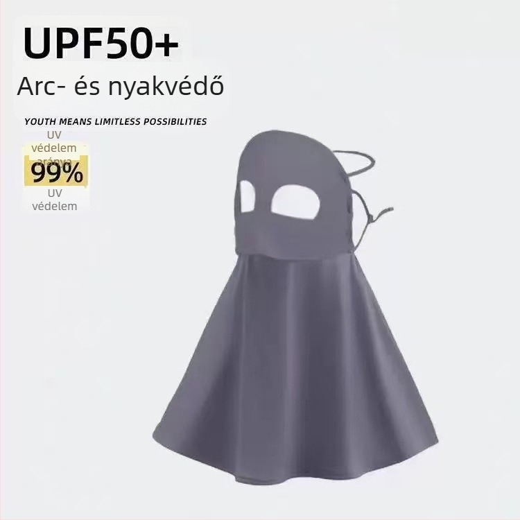 Teljes arcú UV-védő maszk nyakvédővel, Ice Silk lélegző anyag, napvédő funkció, porálló, poliészter 51–60%