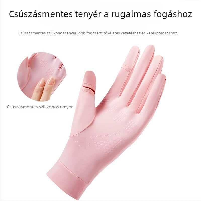 Nyári napvédő kesztyűk kültéri kerékpár- és vezetési tevékenységekhez, UPF50+ UV védelem, Ice-Feel hűtés, flip-up kialakítás