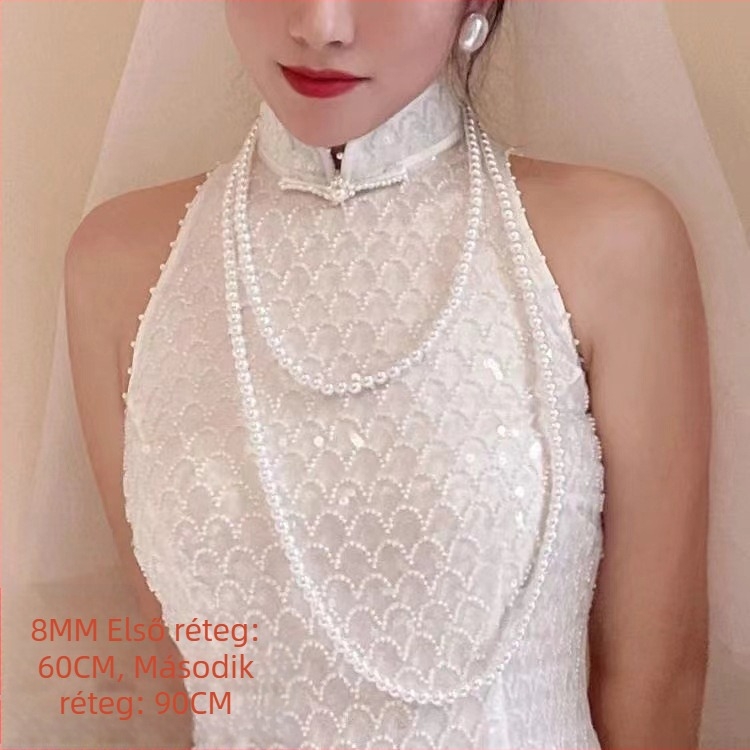 Hosszú pulóverlánc cink ötvözetből, geometriai többszintű kivitel nőknek (tündér stílus)