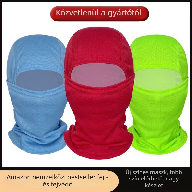 Lovagló balaklava kapucnival - napvédelmi funkció, virágos minta, poliészter, uniszex