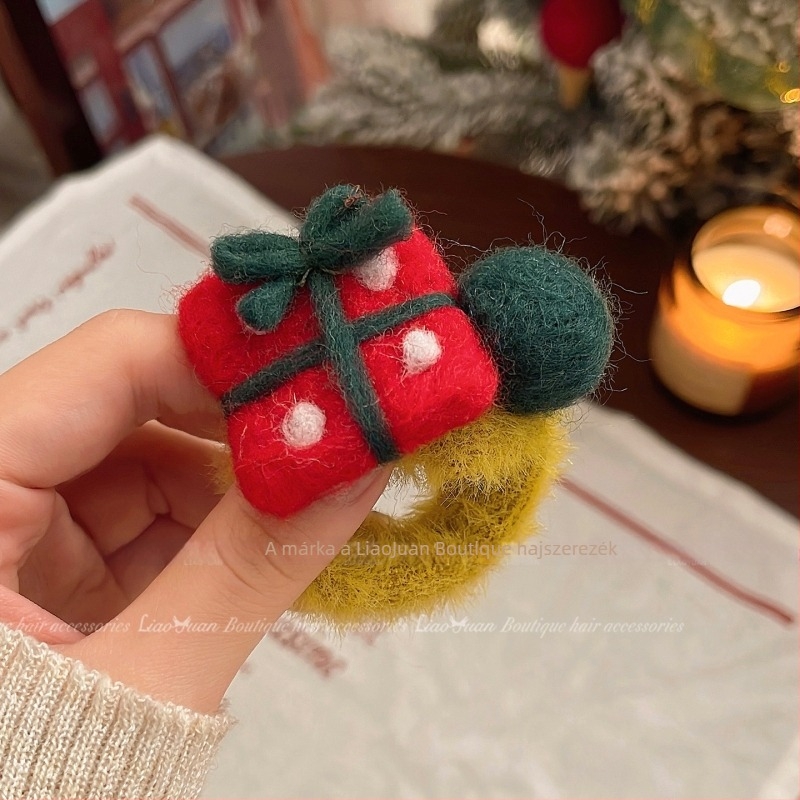 Ponytail hajgumi filc plüss díszítéssel, kézzel készített, koreai stílus, magas rugalmasság (Anyag: kevert anyagok; Márka: Ze system; Év/Szezon: őszi 2025)