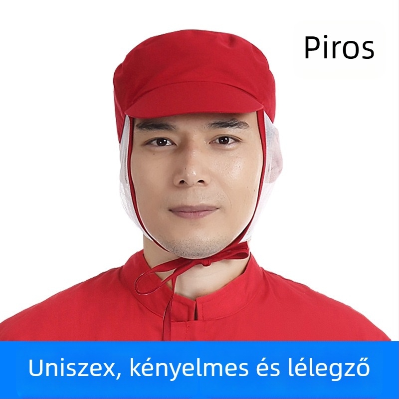 Hálós munkaszapka, pamut, sík szövés, kupolás felső, rövid karima