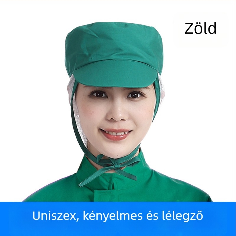 Hálós munkaszapka, pamut, sík szövés, kupolás felső, rövid karima