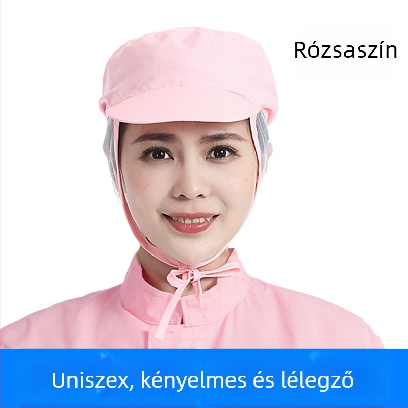 Hálós munkaszapka, pamut, sík szövés, kupolás felső, rövid karima
