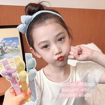 Gyerekeknek szóló fejfedő hajpánttal - anyag: szövet, rajzfilm stílus, masni dizájn, ametiszt kristály