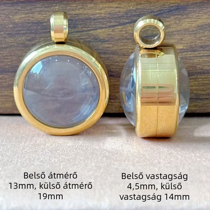 Rozsdamentes acélból készült kör medálos nyaklánc, domború felület, elektroplatázás, sokoldalú stílus