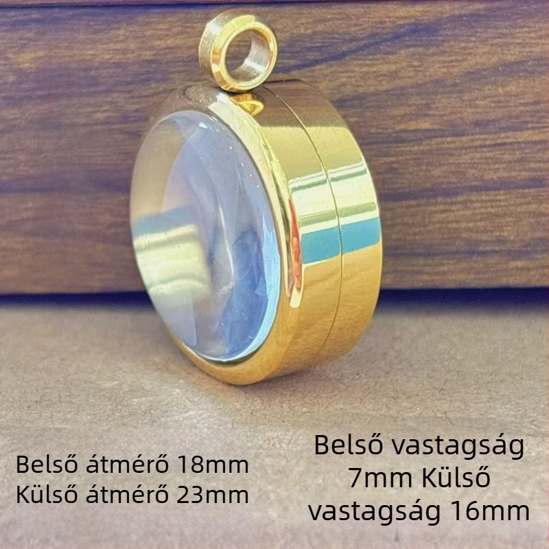 Rozsdamentes acélból készült kör medálos nyaklánc, domború felület, elektroplatázás, sokoldalú stílus