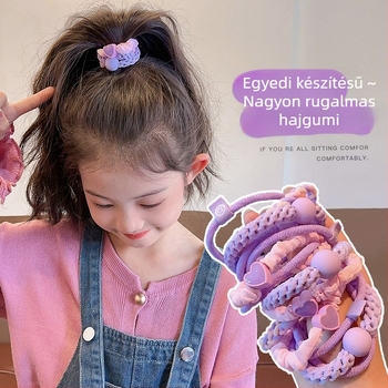 Gyerek hajkiegészítők — rajzfilm-stílus, szív mintázat, kézzel készült, Lilac flower márka, 3–10 éveseknek